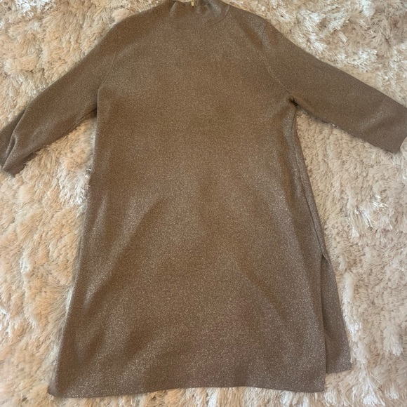 Chico’s Gold tunic or dress. Side slits. Size 1 (8-10). Metallic flecks, sweater - Picture 2 of 4